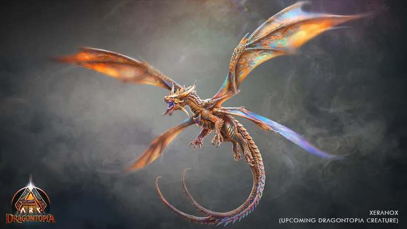 Silueta y diseño del dragón Xeranox en ARK: Dragontopia