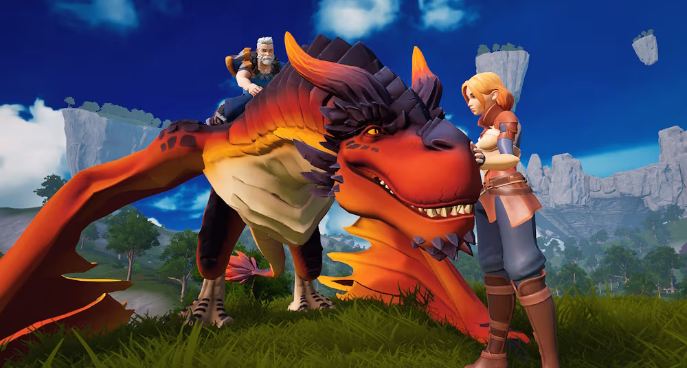 Dragon riding gameplay in Eldrem Kingdoms showing creature-powered exploration
