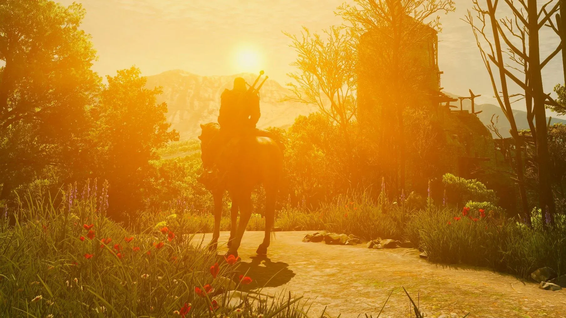 Escena de The Witcher 3 Remastered mostrando el entorno de Velen