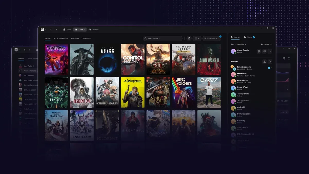 Captura de pantalla de la biblioteca de juegos de Epic Games Store mostrando el icono de Fortnite.